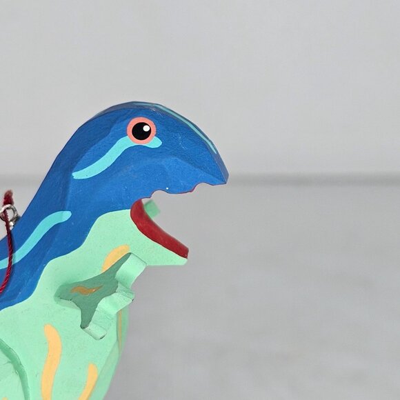 Handcrafted Wooden Dinosaur Ornament Christmas Decor Tyrannosaurus Rex - Picture 7 of 8